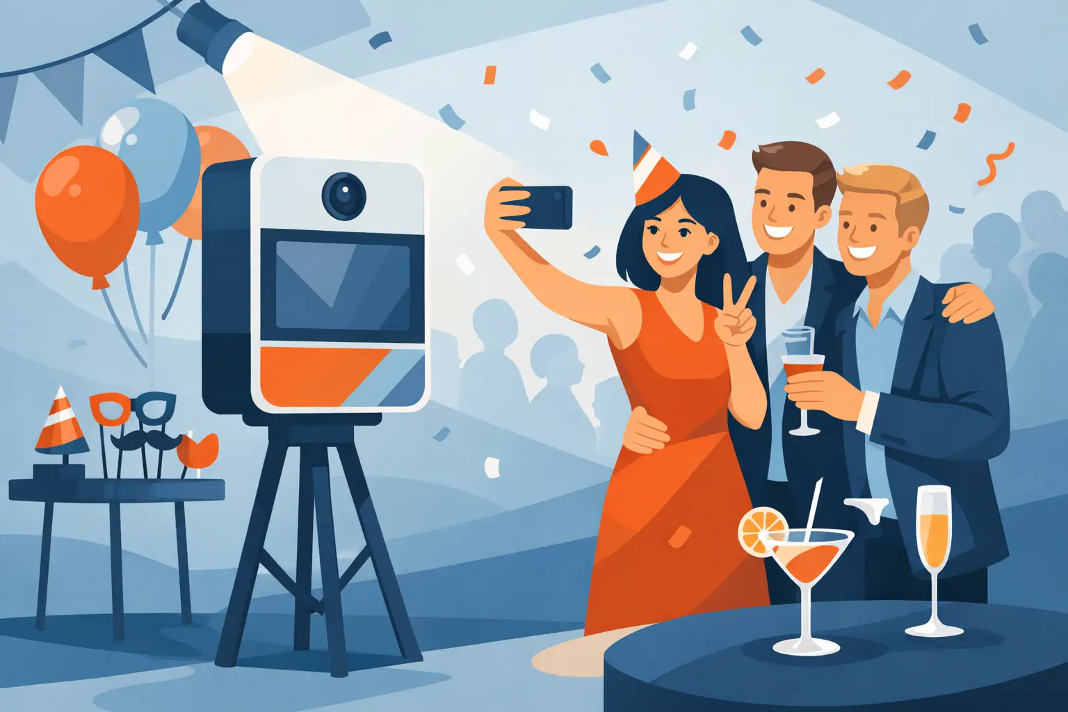 Selfiebox til firmafest med synlig branding